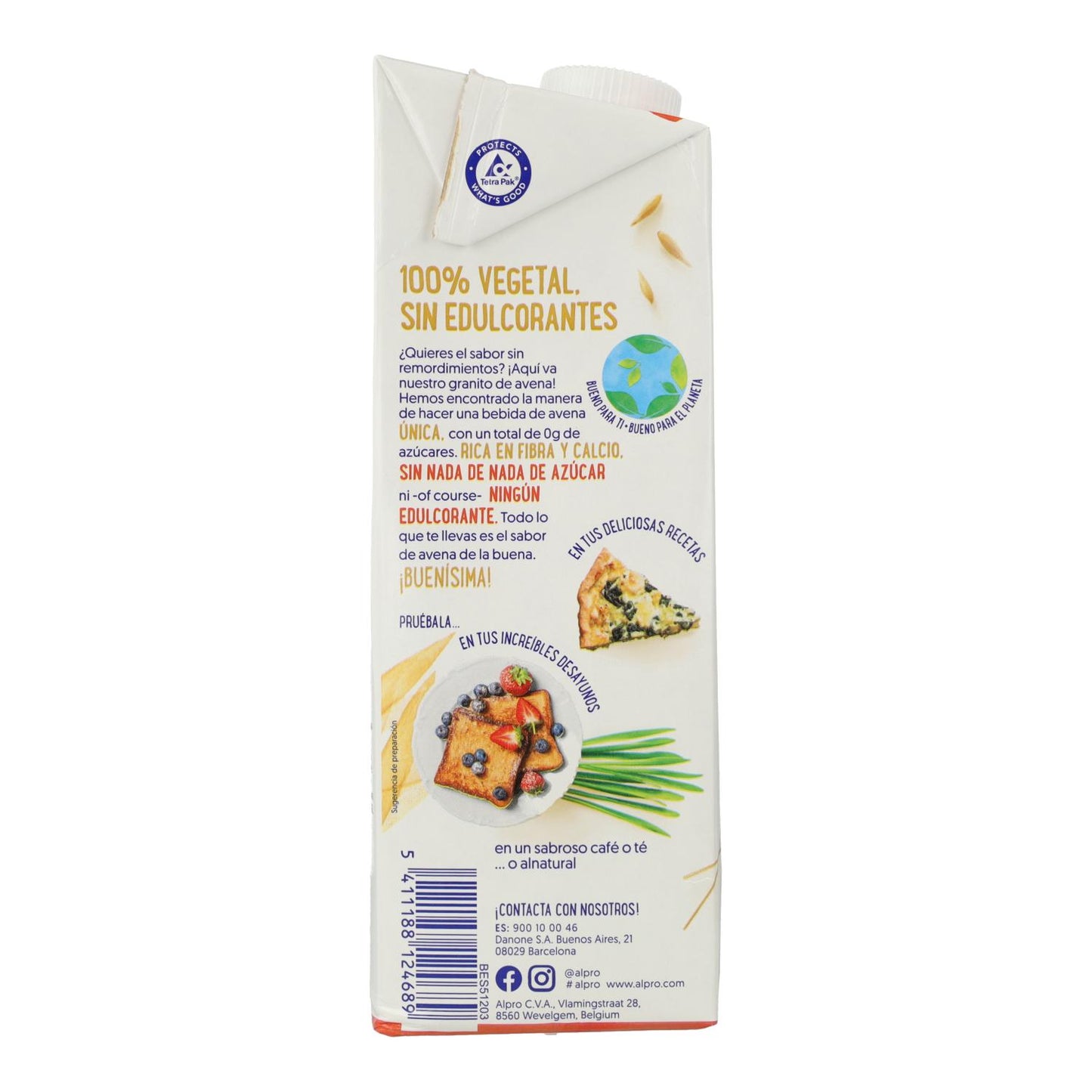 Pack 8 uds Bebida de Avena Sin Azúcar Alpro 1 Litro