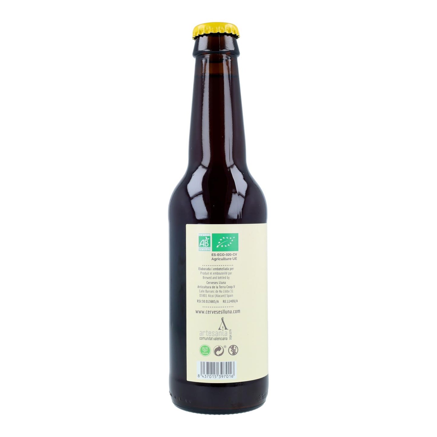 Cerveza ecológica Brown Ale 5.2% alc Bruna Cerveses Lluna 33 cl