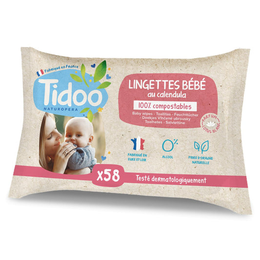 Toallitas Compostable Caléndula Bio Tidoo 58 uds