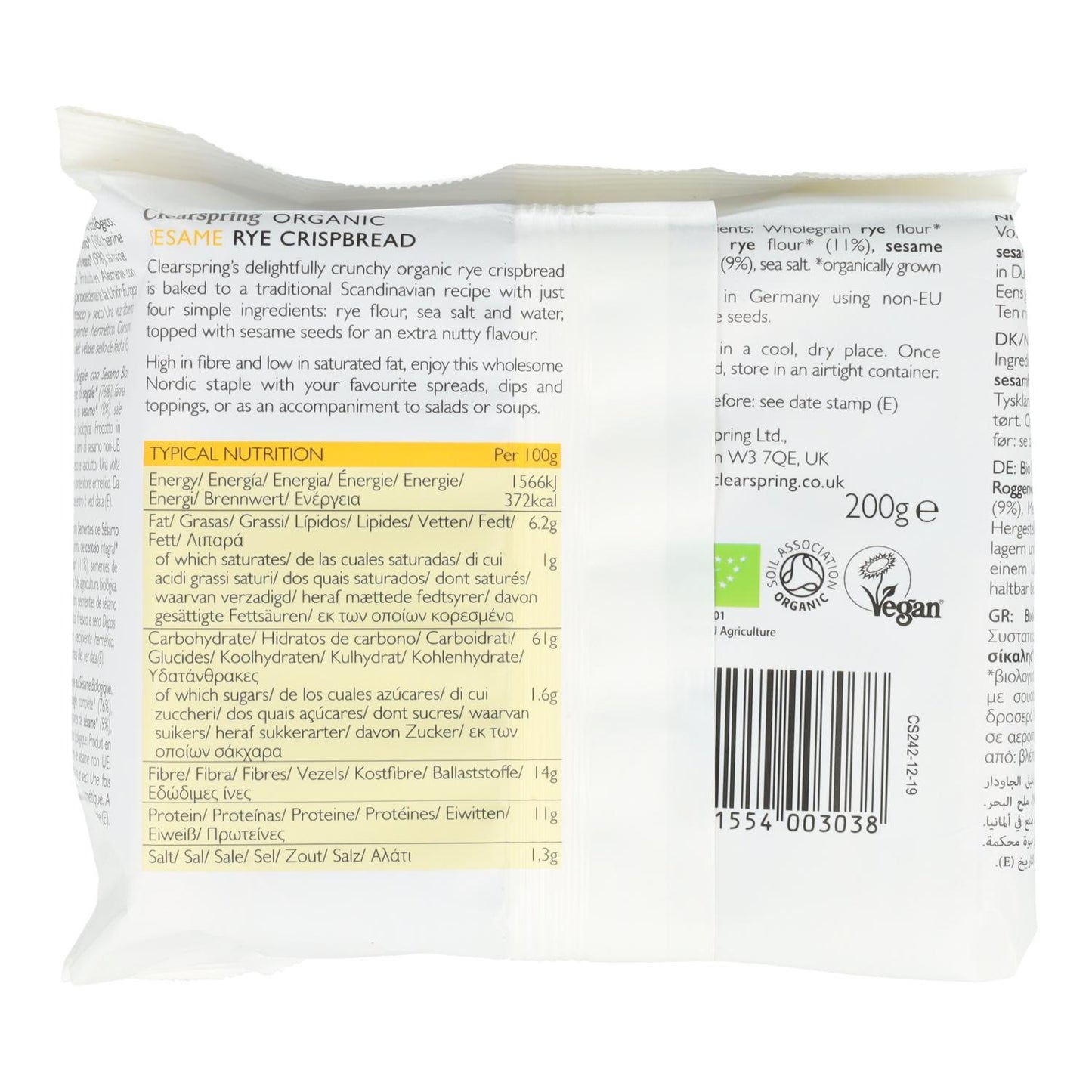 Tostadas Crujientes con Sésamo Clearspring 200 g