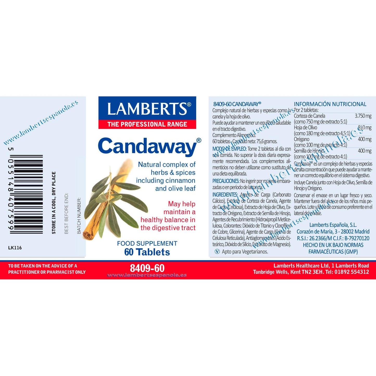 Candaway Lamberts 60 tabletas