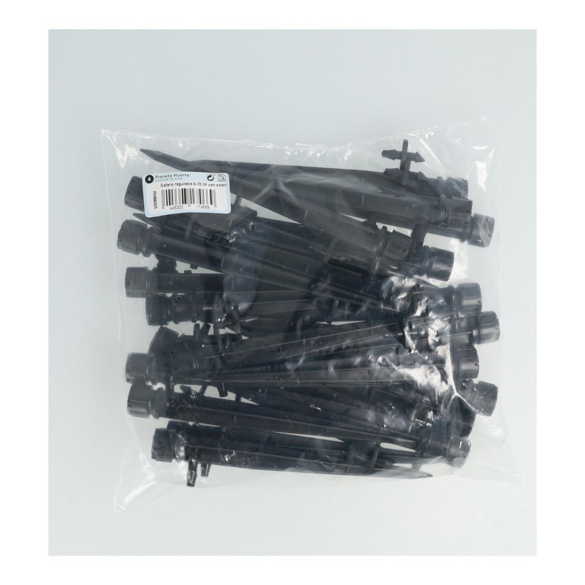 Gotero regulable 0-70 l/h con estaca Planeta Huerto 25 unidades