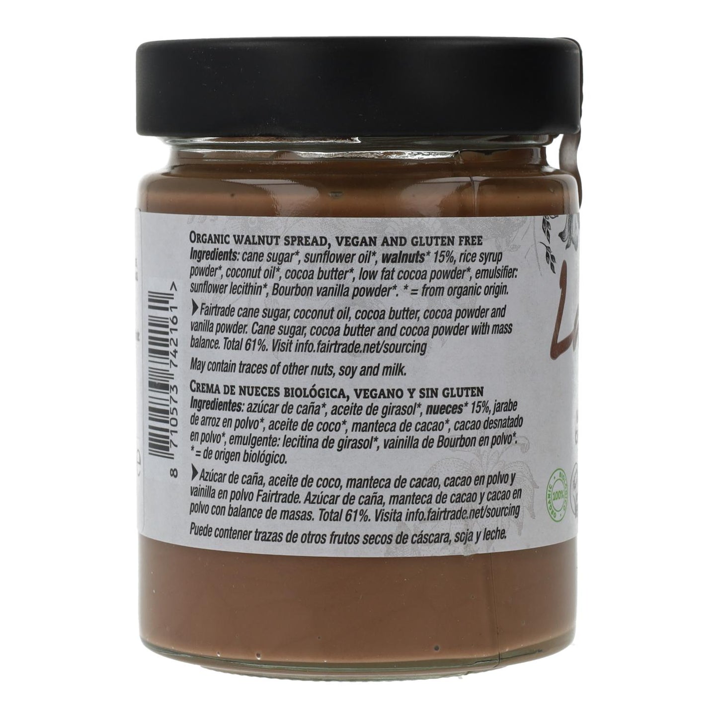 Crema para untar de Chocolate y Nueces BIO Vegana La Vida Vegan 270 gr