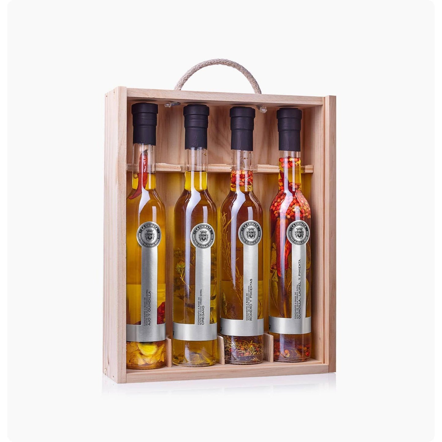 Estuche de Madera con 4 Aceites Condimentados Gourmet La Chinata
