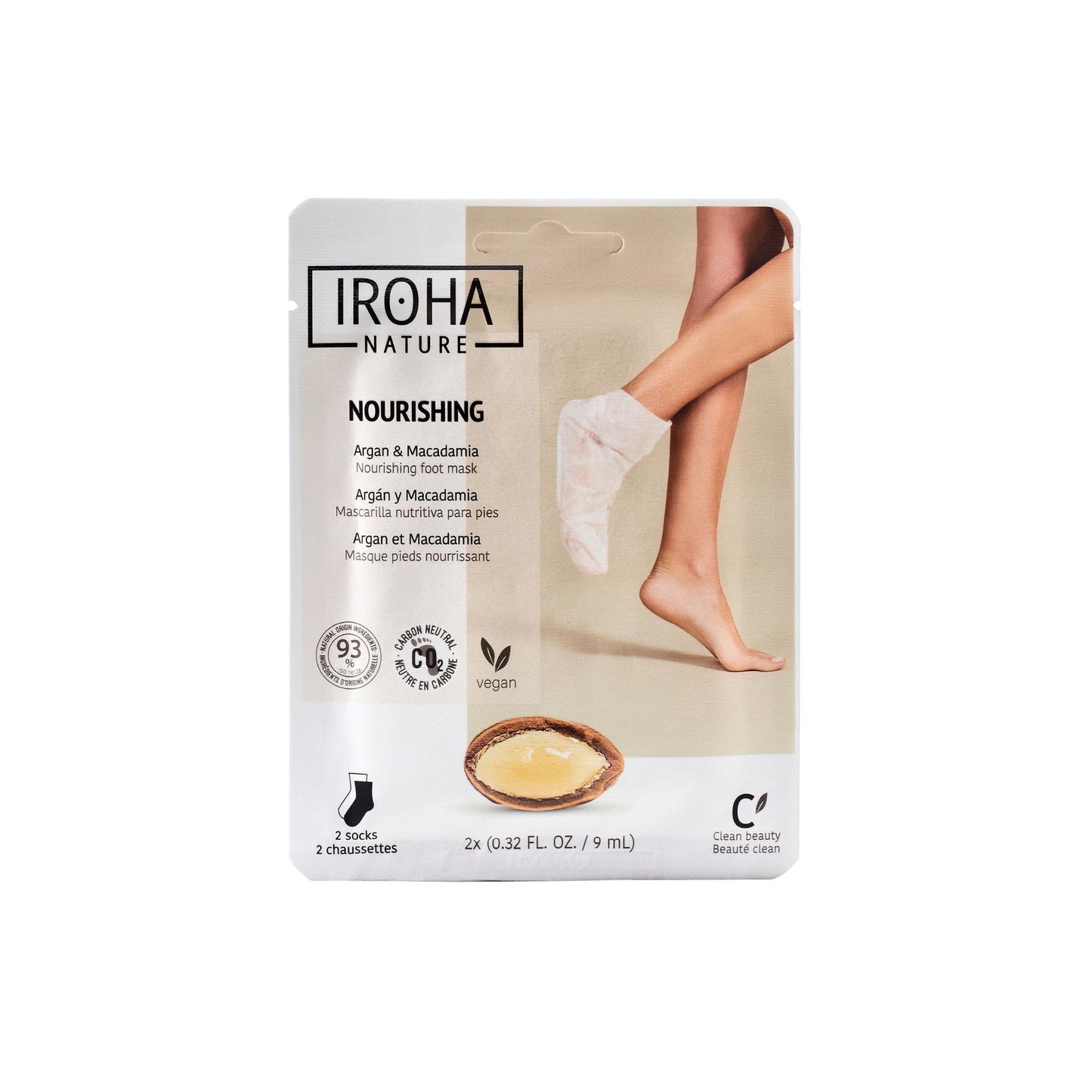 Calcetines Mascarilla Nutritivos Aceite de Argán y Macadamia Iroha Nature 2 x 9ml