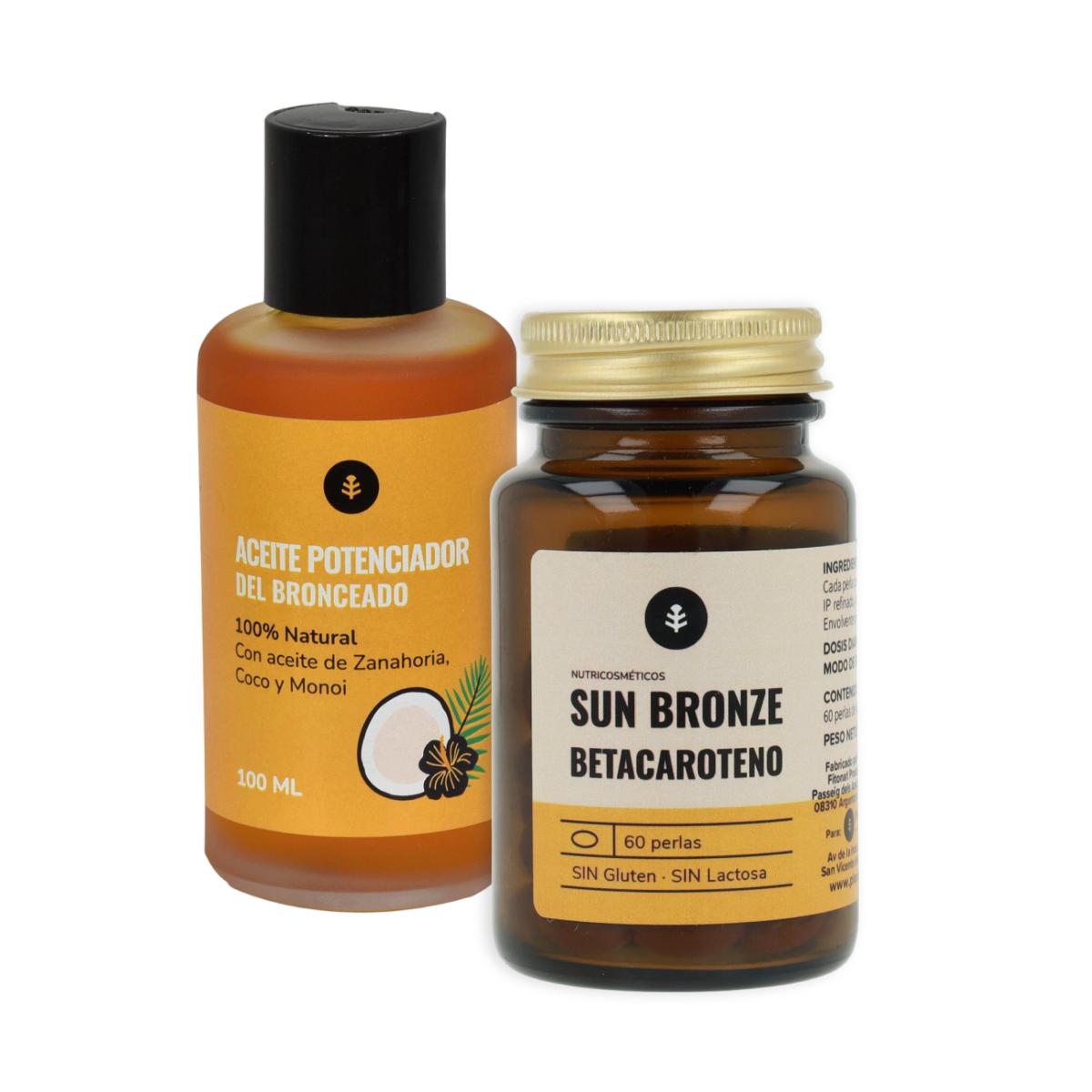 Pack Potenciador del bronceado natural: Betacaroteno + aceite de bronceado