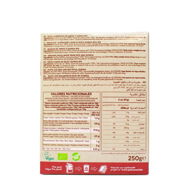 Macarrones Penne de Quinoa Real y Arroz Bio sin gluten Quinua Real 250 g