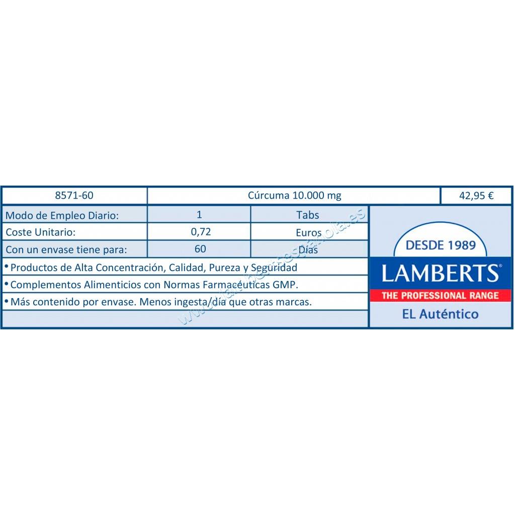 Pack 2x Cúrcuma 20.000 mg, Lamberts, 120 tabletas