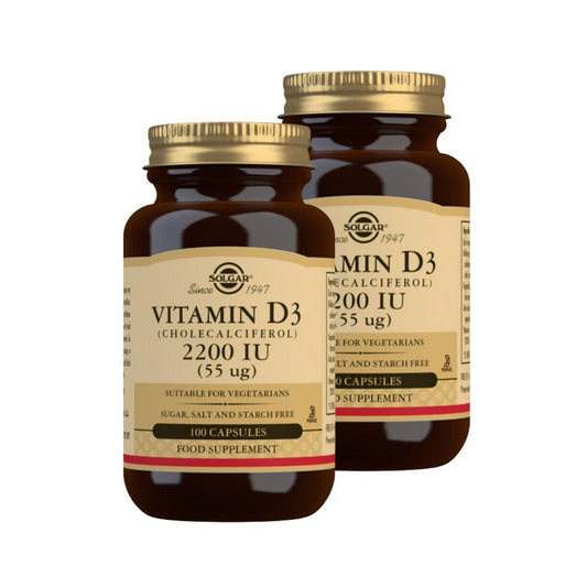 Pack Vitamina D3 2200Ui, 2x100 cápsulas de 55mg