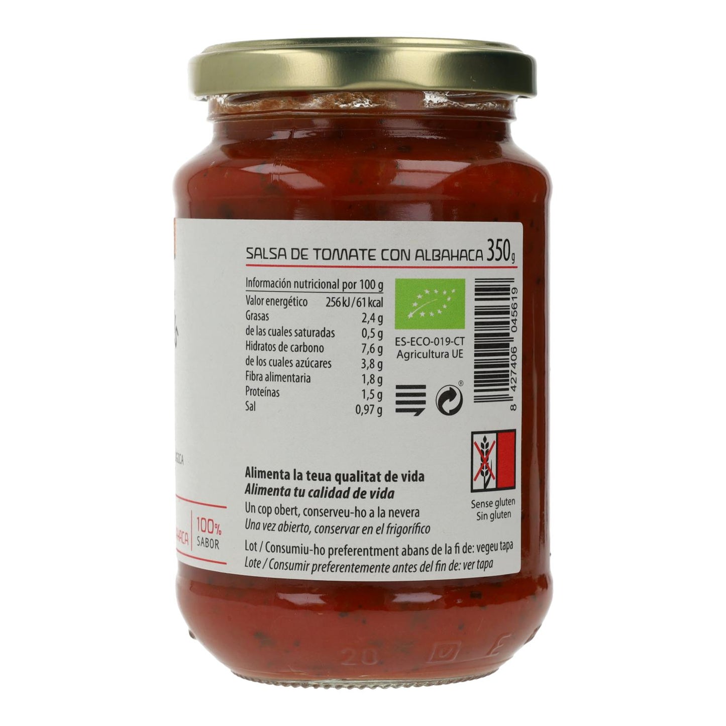 Salsa de Tomate con Albahaca ECO Cal Valls 350 g