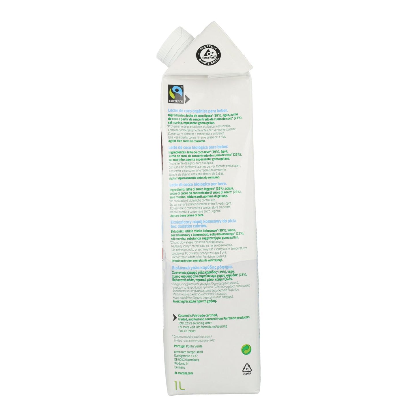 Leche de Coco BIO 2% grasa Dr Martins 1L