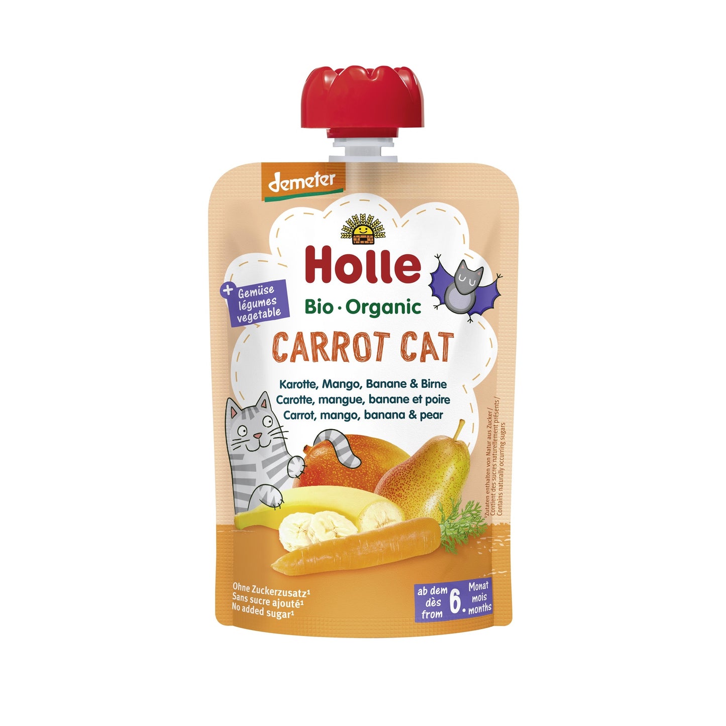CARROT CAT - Zanahoria, Mango, Plátano y Pera (+6 meses) Dem Holle 100g