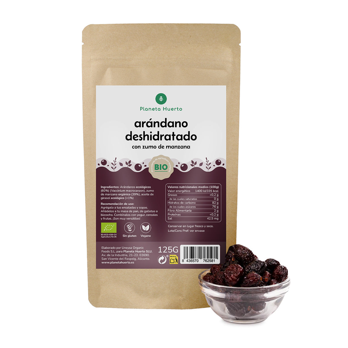 Arándano deshidratado ECO Planeta Huerto 125 g