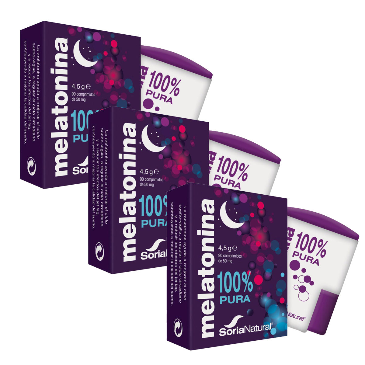 Pack 3x Melatonina Soria Natural, 90 comprimidos