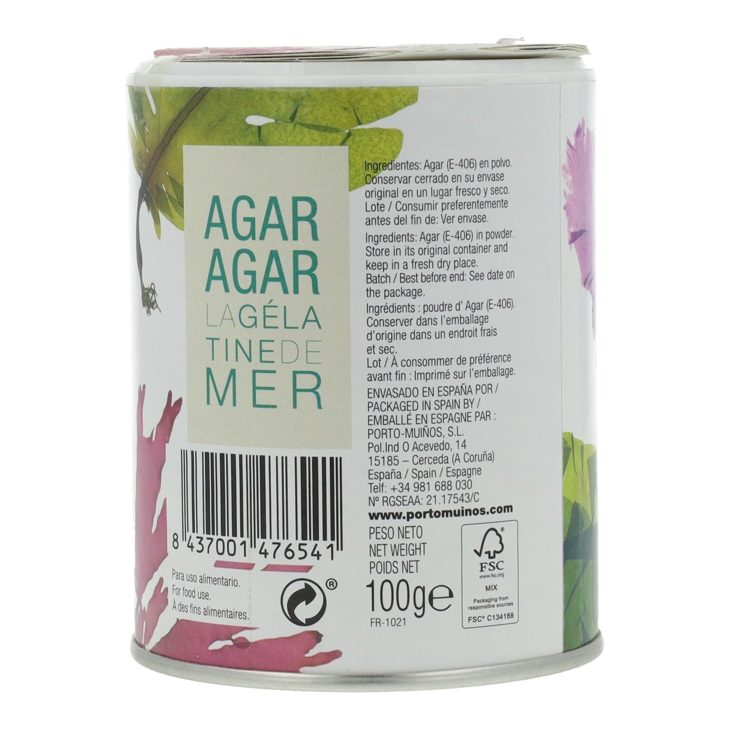 Agar agar en polvo Porto Muiños