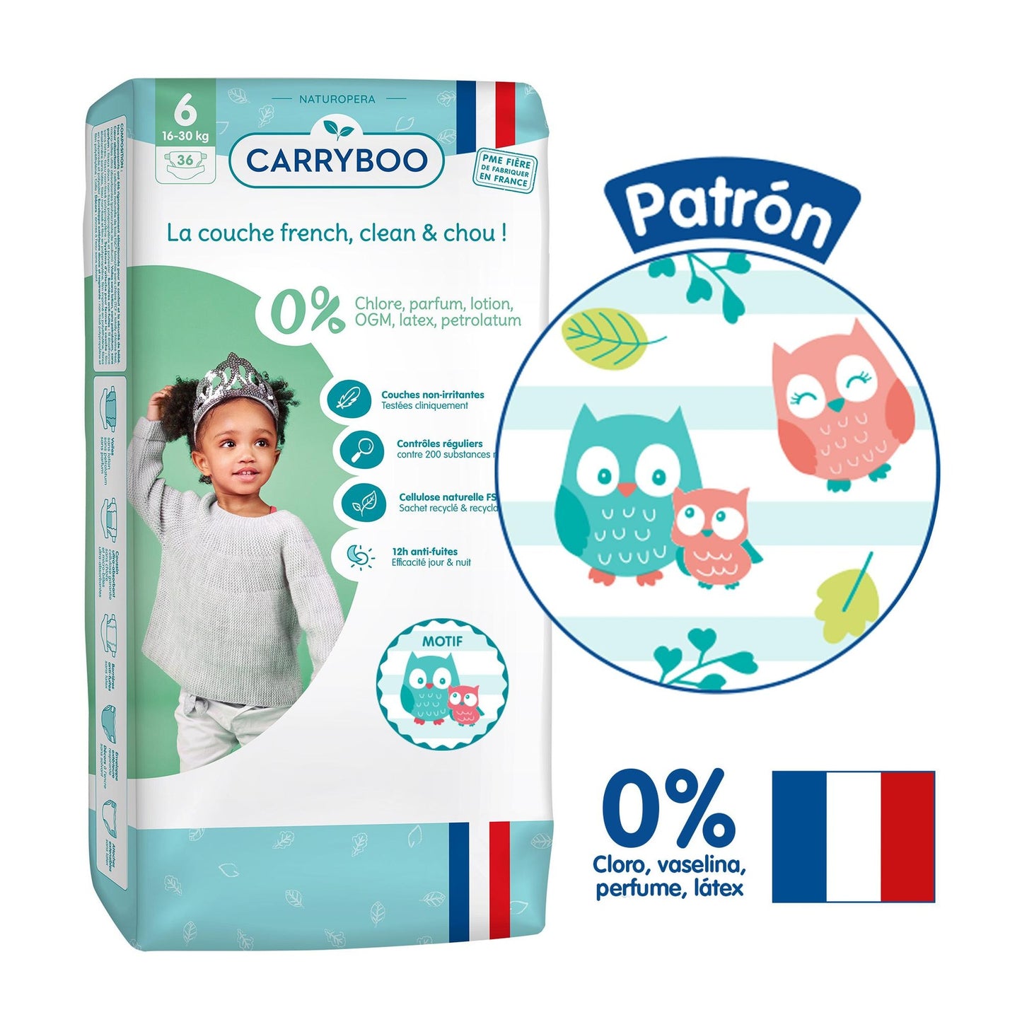 CARRYBOO - Pañales Ecológicos T6 (16-30kg) - Jumbo 36 pañales
