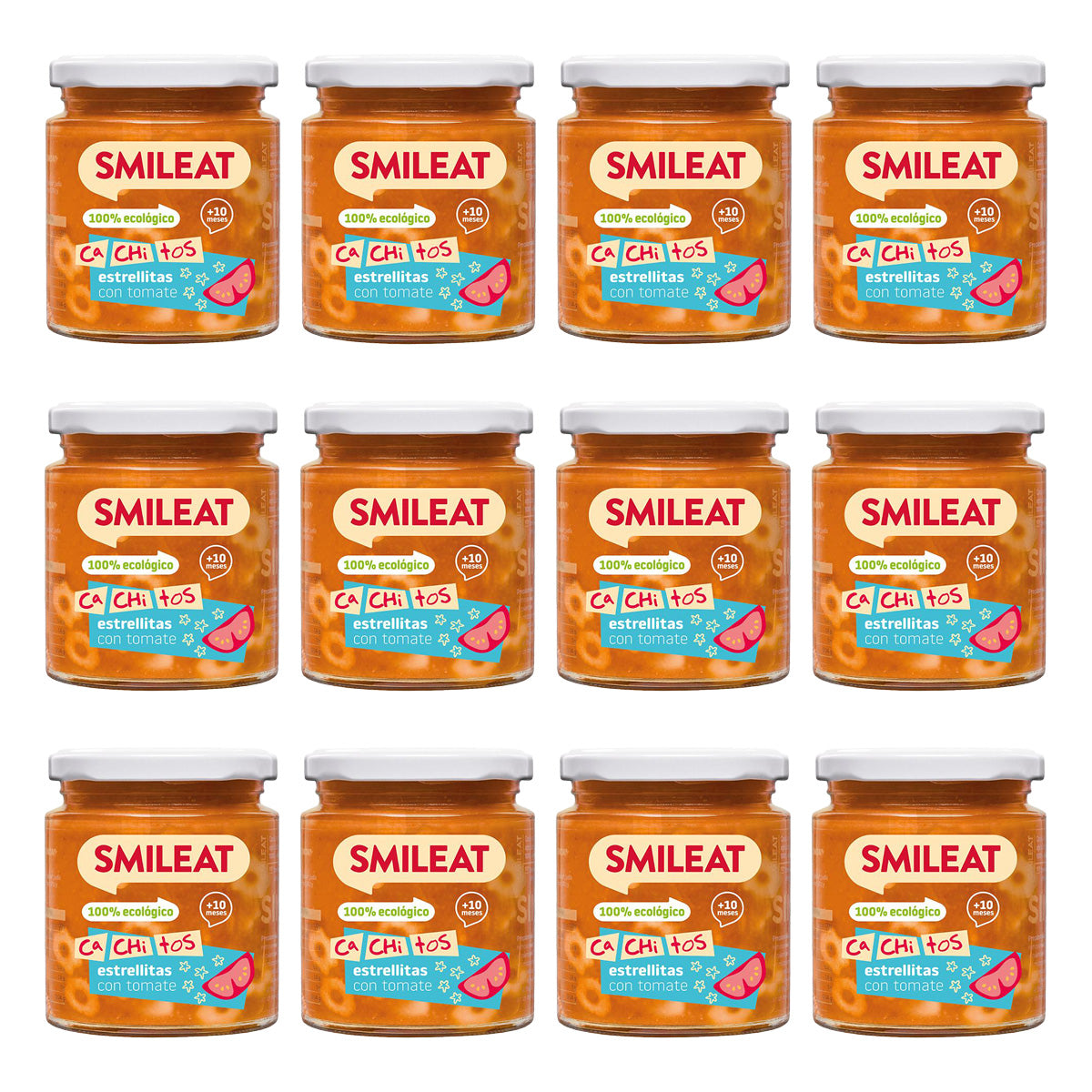 Pack 12x Tarrito Pasta con Tomate Ecológico CA CHI TOS Smileat, 230g
