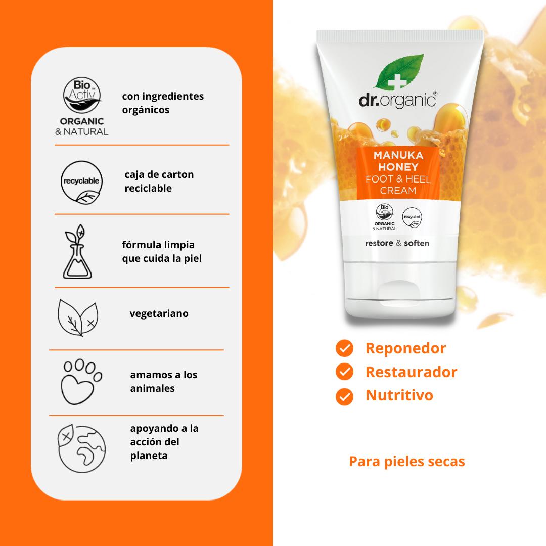 Crema de pies reparadora Miel de Manuka Dr. Organic, 125ml