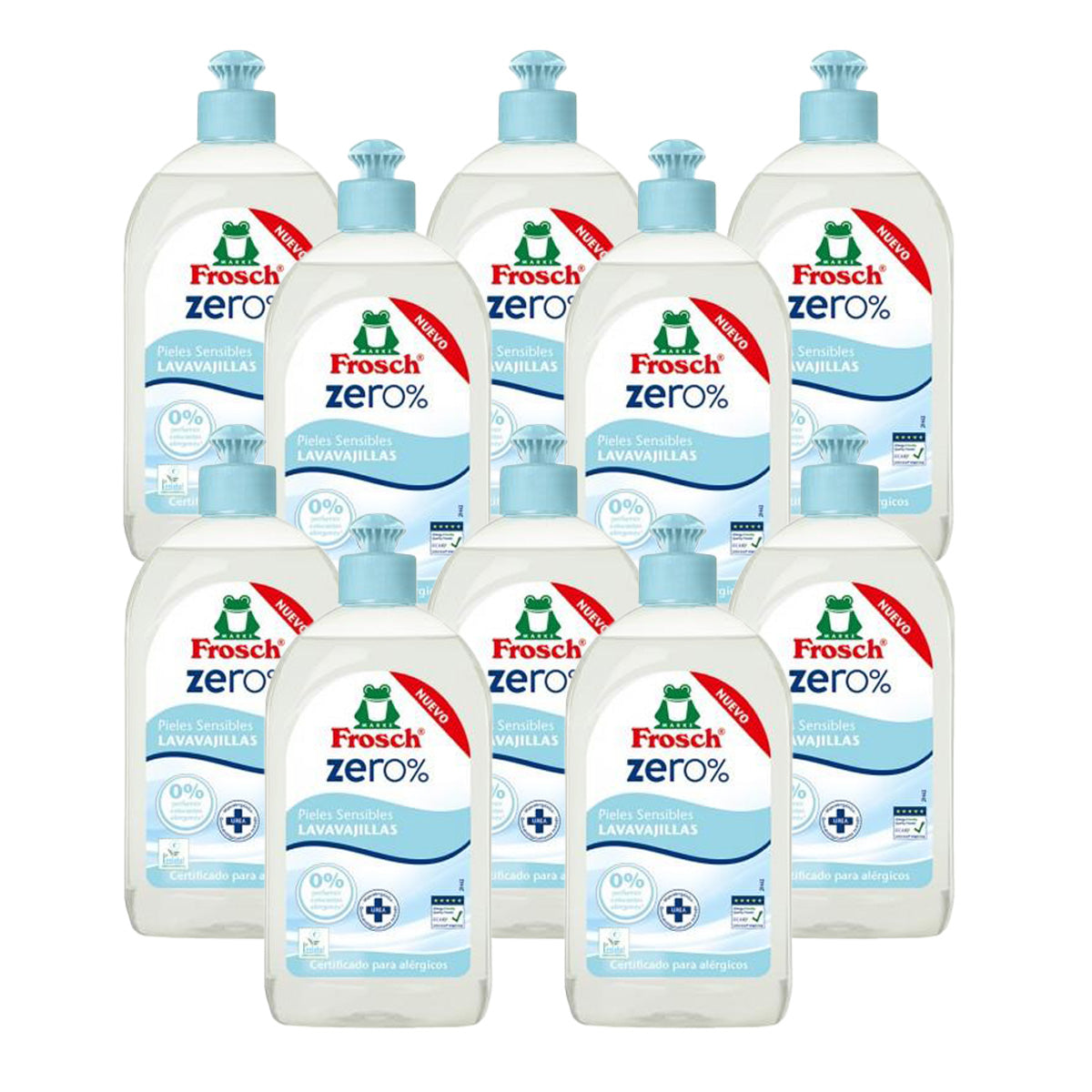Pack 10x Lavavajillas piel sensible Frosch Zero 500 ml