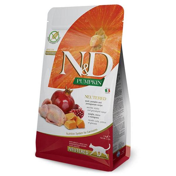 ND Pumpkin Neutred codorniz Pienso para gatos castrados Farmina 1,5 kg