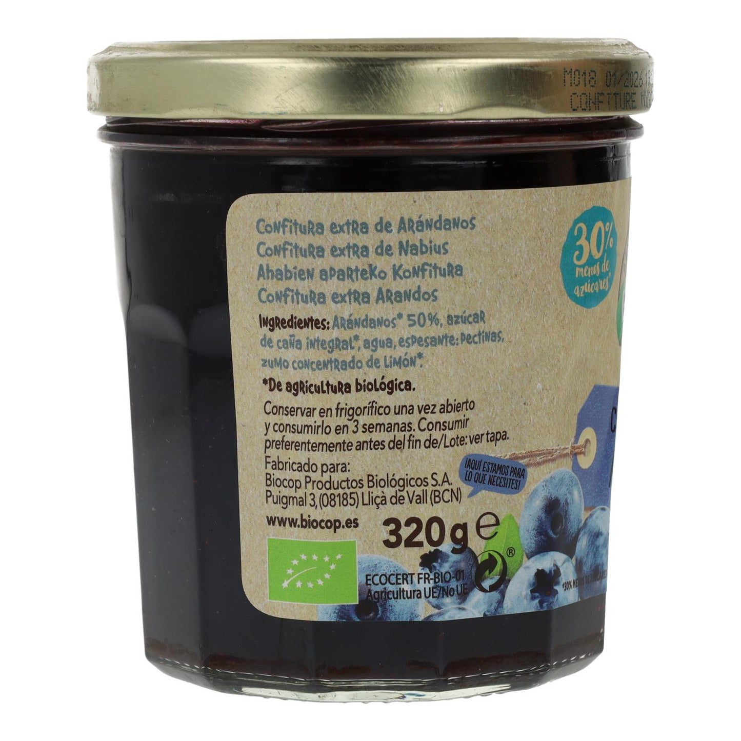 Confitura Extra de Arándanos Biocop 320 g