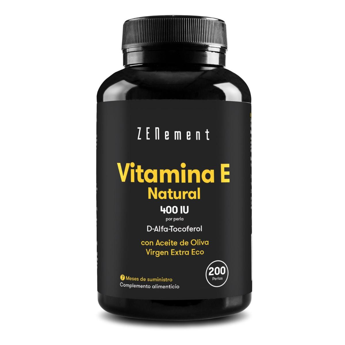 Vitamina E Natural - 400 UI, (D-Alfa-Tocoferol) Zenement, 200 comprimidos