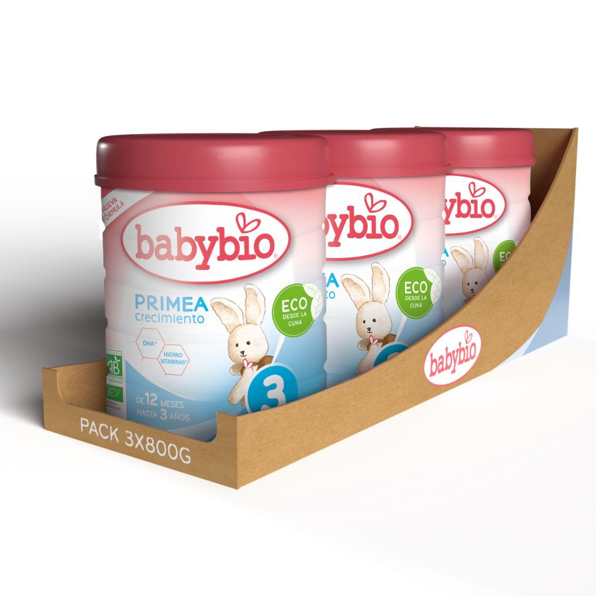 Pack 3 uds Leche Crecimiento Primea 3 Ecológica Babybio 800 g