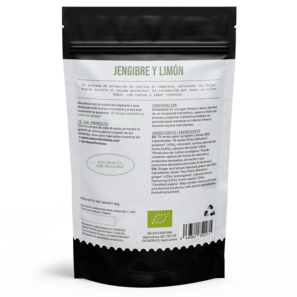 Té Verde con Jengibre y Limón, ecológico a granel Edward Fields 60 g