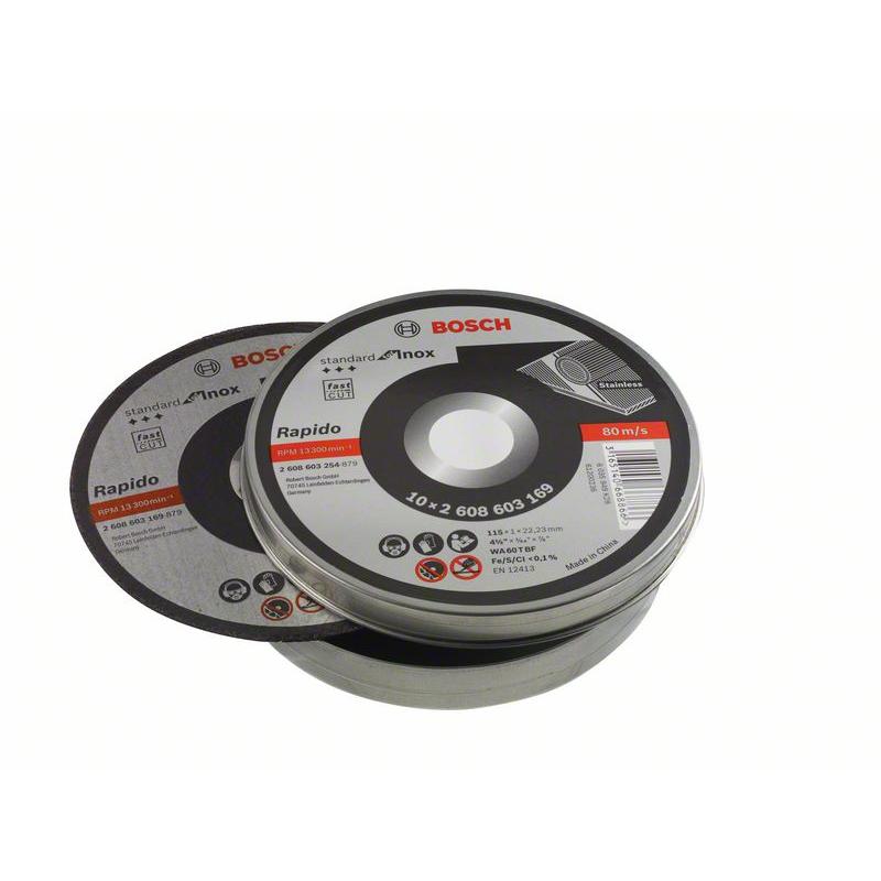 Set de 10 discos de corte Bosch para amoladora 115 mm para para metales inoxidables