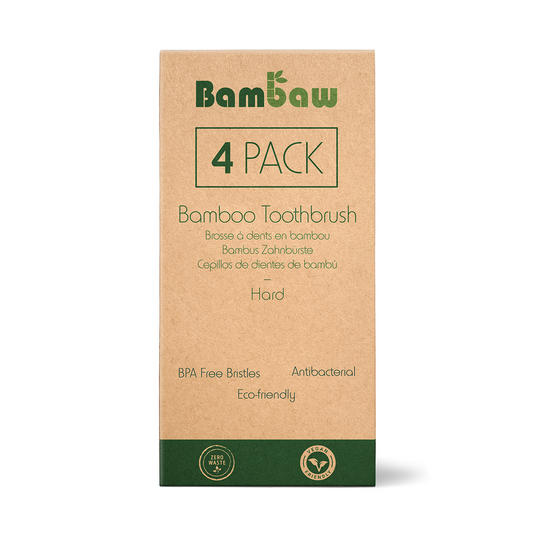 Cepillos de dientes Bambaw Pack 4, cerdas duras de carbón