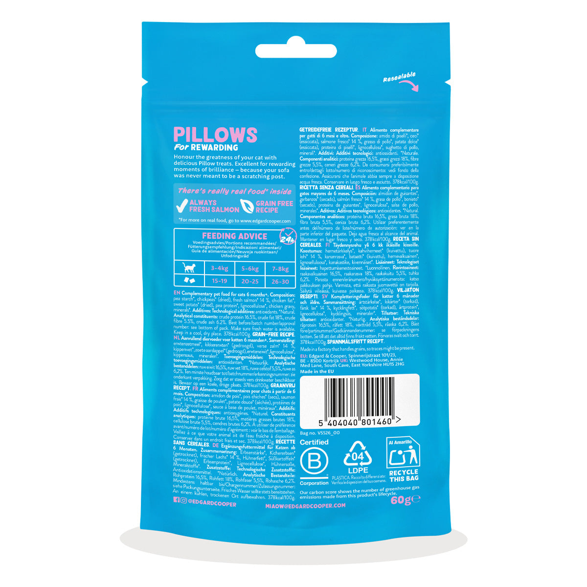 Bocaditos de Salmón Premios naturales para gatos Edgard Cooper 60 g