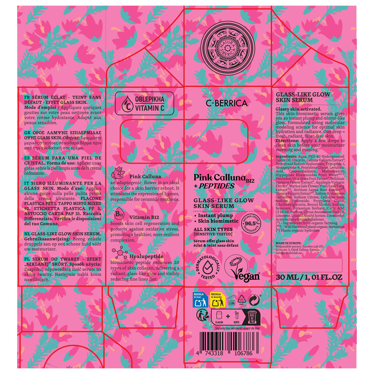 Sérum Facial Iluminador Efecto Glass Skin Natura Siberica 30 ml