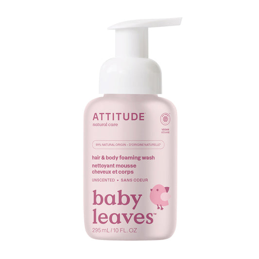 Gel espumoso 2 en 1 para bebé sin fragancia, Attitude, 295 ml