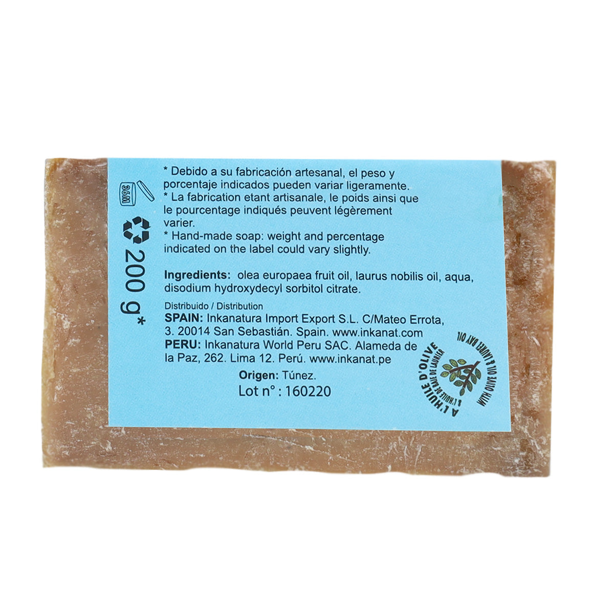 Jabón de Alepo 20% Inkanat 200 g