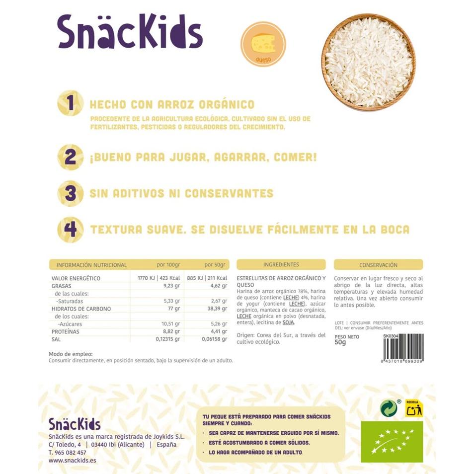 Snack ecológico para bebé +12 meses  Estrellas Arróz y Queso