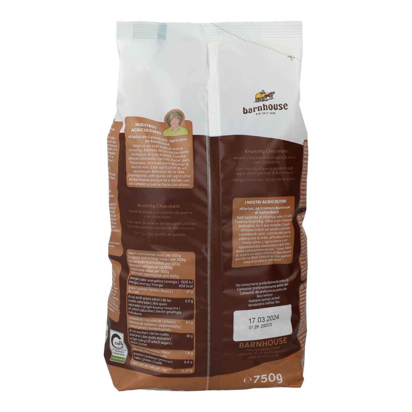 Muesli Krunchy Sun Chocolate BIO Barnhouse