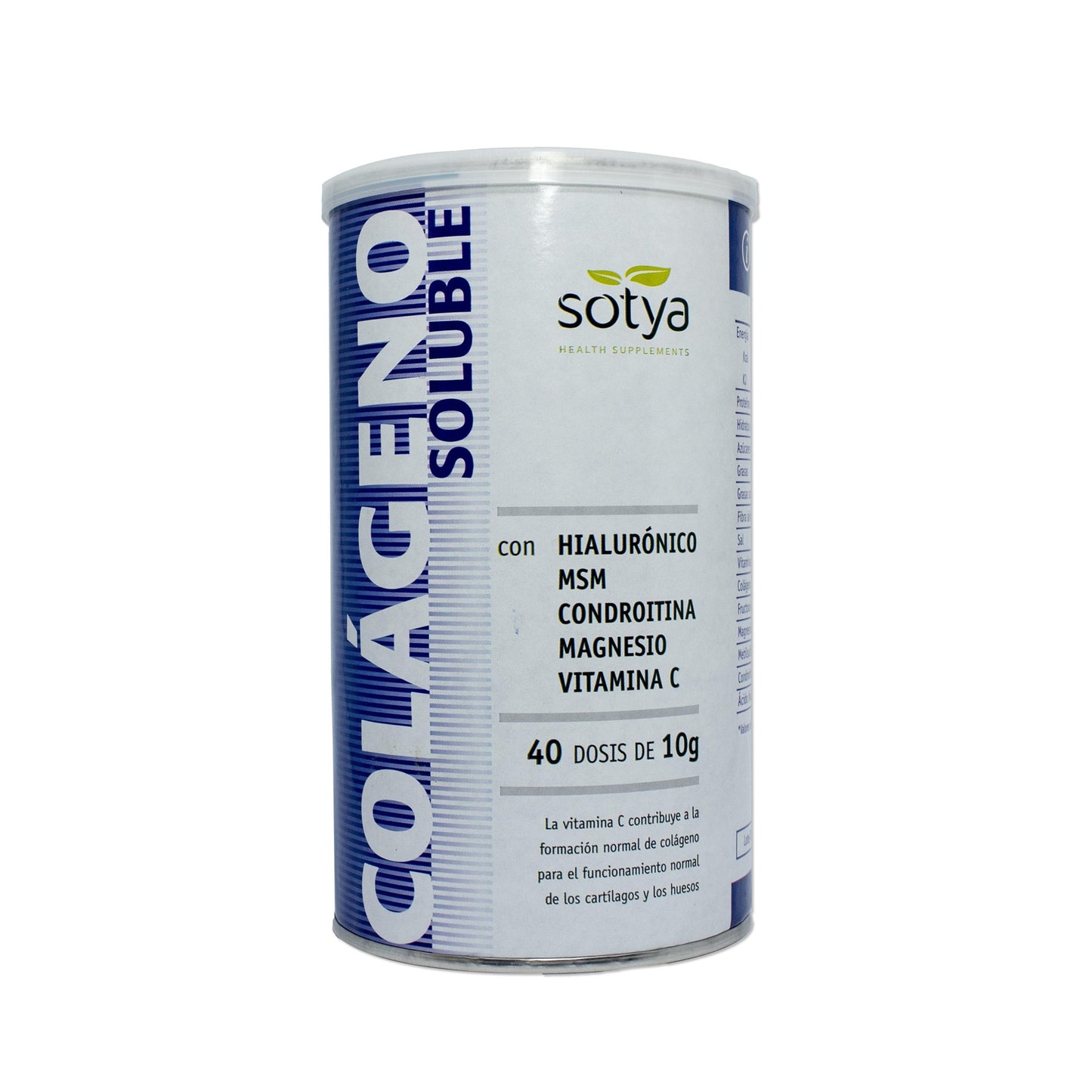 Colageno+A.Hialuronico+Msm Sotya Bote 400G
