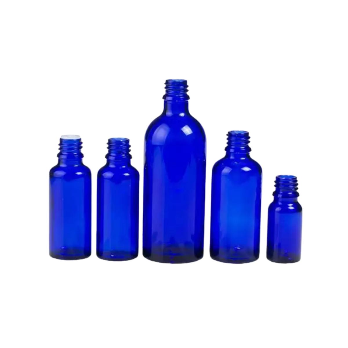 Botella de vidrio azul. Camassia