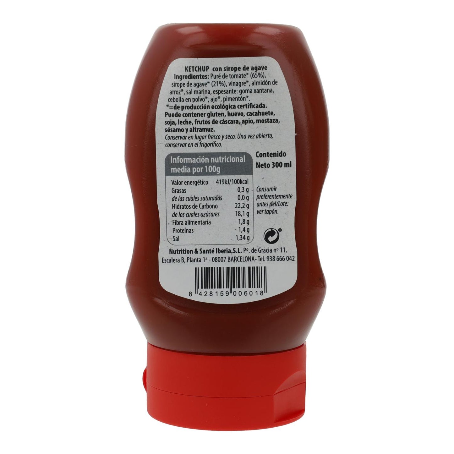 Ketchup BIO con sirope de agave, 270g. Natursoy