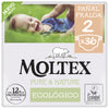 Pañales T2 (3-6 kg) Moltex Pure & Nature, 36 Uds