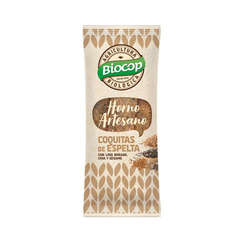Snacks Coquitas de Espelta con Lino dorado , Chía y Sésamo Biocop 75 g