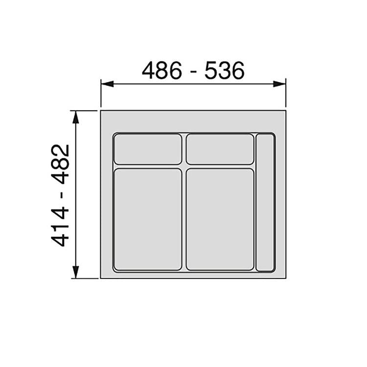Emuca Base para contenedores cajón cocina, módulo 600 mm, Plástico, Gris antracita