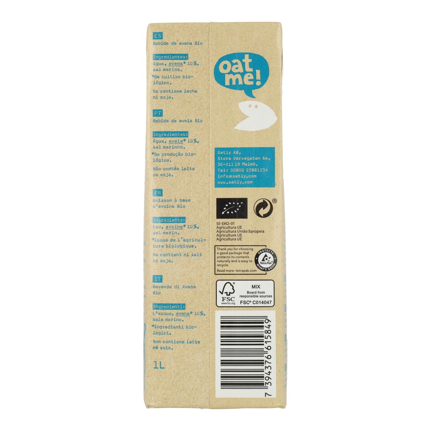Bebida de Avena Original BIO Oatly 1L