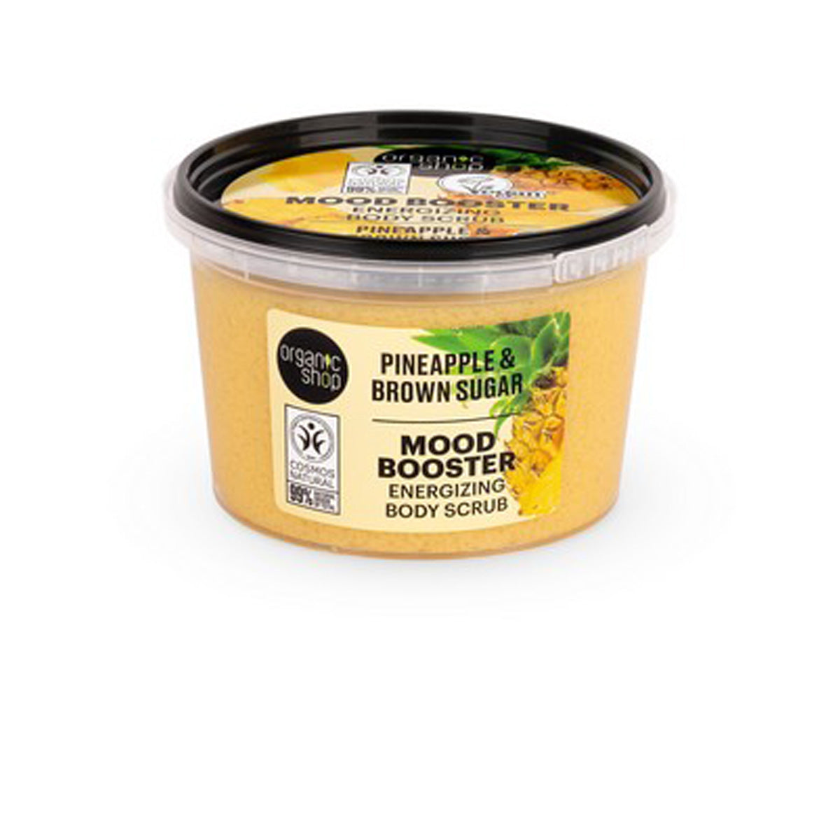 MOOD BOOSTER Exfoliante corporal energizante piña y azúcar moreno, Organic Shop, 250 gr