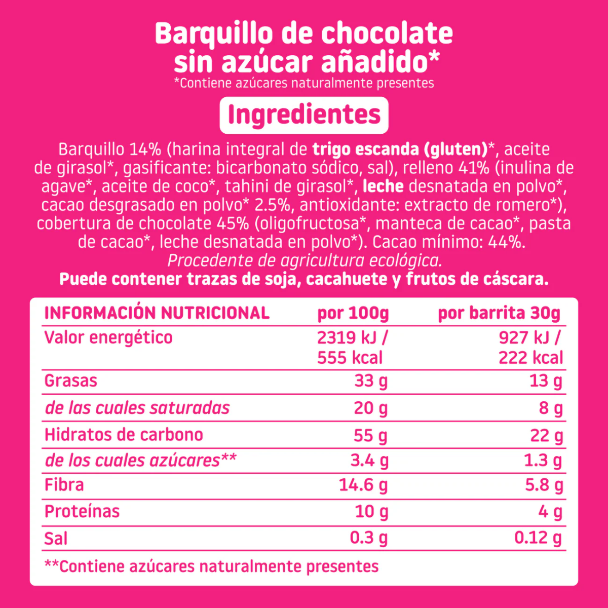 Barrita Barquillo recubierta de Chocolate ECO Smileat 40g