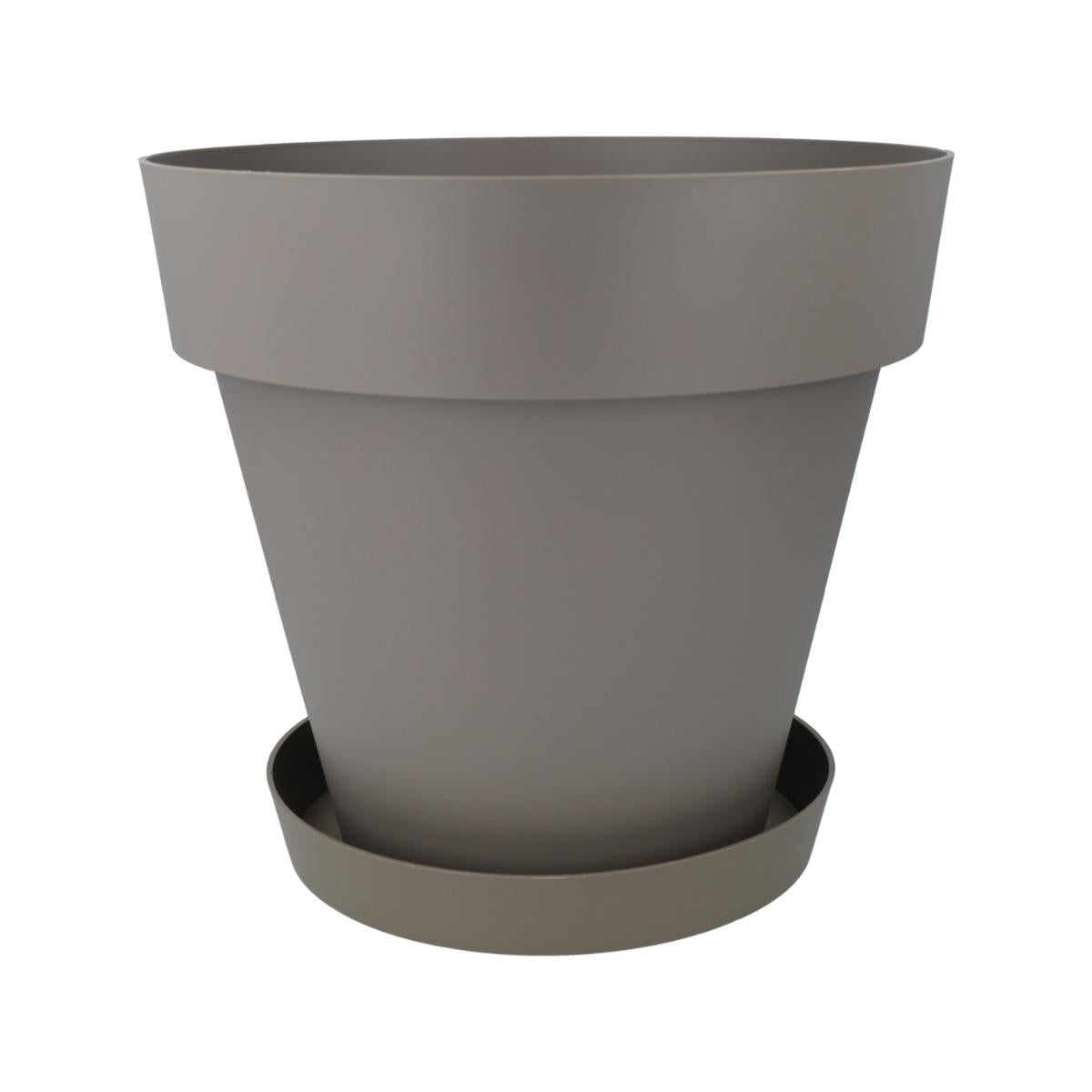 Pack maceta con plato color taupe Tes 26 x 24 cm