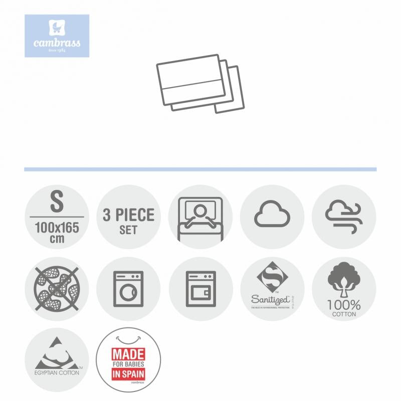 Sabana Cuna 3 Piezas Cuna 60 Forest Cambrass Forest Rosa