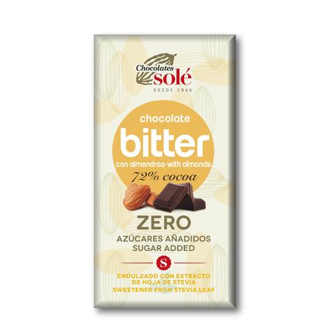 Tableta de chocolate 72% con Stevia y Almendra Bitter 100g Solé