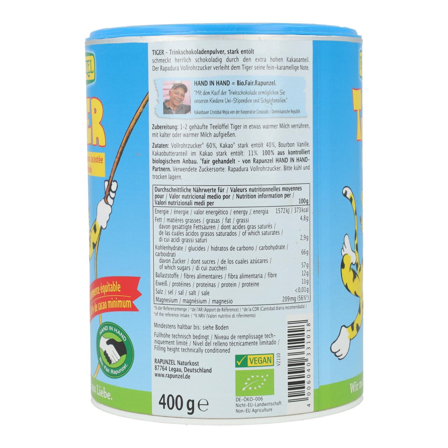 Cacao soluble Tiger Rapunzel, 400 g