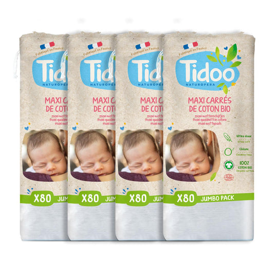 Pack 4x Maxi Paños Limpieza de Algodón Ultra Suaves Tidoo 80 paños